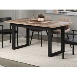 Esstisch "Syncro" in Tabak Eiche und Metall schwarz Industrial Look ausziehbar 160 - 200 cm