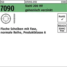 Industrial Quality Supplies ISO 7090 Flache Scheibe Stahl 18mm (19x34x3 ) galvanisch verzinkt mit Fase Ohne Formfangabe