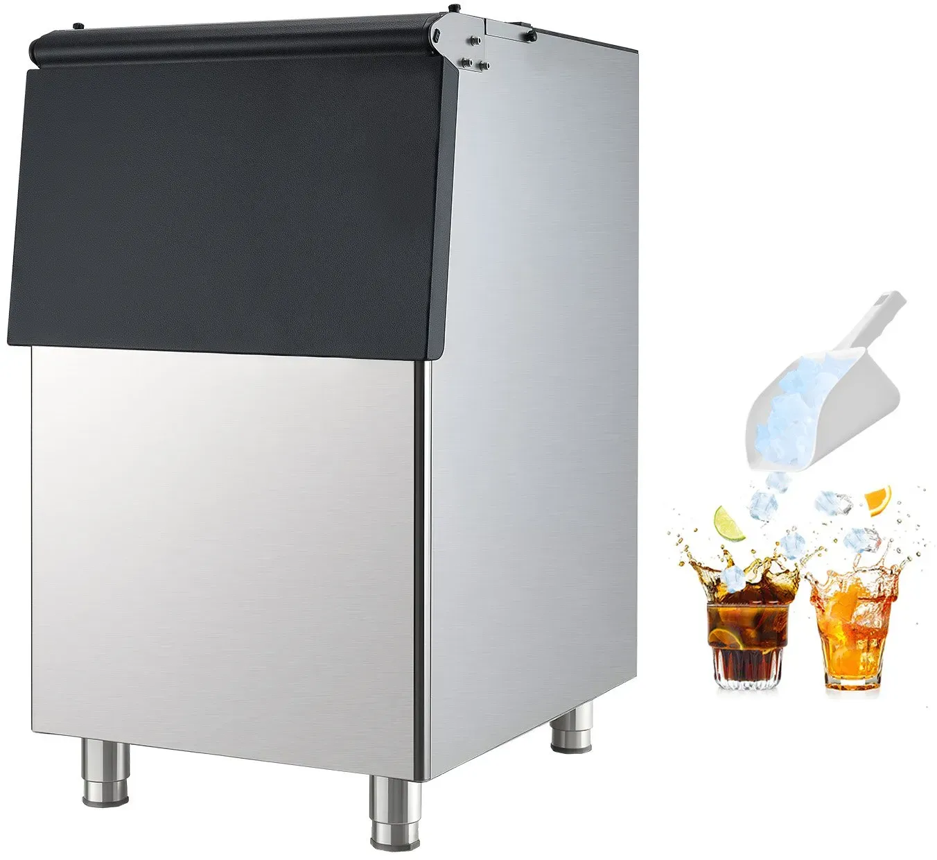 VEVOR Gewerblicher Eisbehälter für Eismaschinen (113 kg Fassungsvermögen), mit Verstellbaren & Rutschfesten Gummifüßen, Geeignet für Restaurants Hotels Getränkegeschäfte