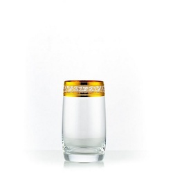 Crystalex Longdrinkglas Ideal Gold Longdrinks 6er Set, Kristallglas, Gold Gravur, Goldrand 250 ml - Ø 6.8 cm x 11.4 cm