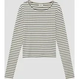s.Oliver Verkürztes T-Shirt im Slim Fit mit Rippstruktur - blau|creme - 170/176