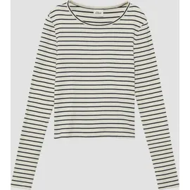 s.Oliver Verkürztes T-Shirt im Slim Fit mit Rippstruktur - blau|creme - 170/176