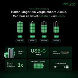 PATONA LR14 Wiederaufladbarer Akku, Lithium,