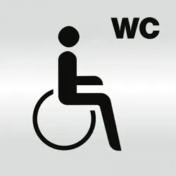 Schild - Piktogramm WC Behinderte/barrierefrei, Alu silber eloxiert, 148x148 mm