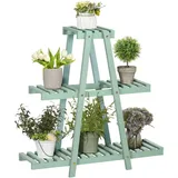 Outsunny Pflanzenregal Grün, Holz, 26x76x76 cm, Wohnzimmer, Wohnzimmertische, Blumenständer
