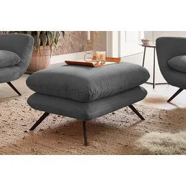 KAWOLA Hochlehnsessel CHARME Cord 72 x 100 x 80 cm Grau mit Hockerbank