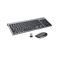 Tastatur Maus Set Kabellos - (Deutsch) USB QWERTZ Funk Tastatur Klein Maus Ultradünne Leise Ergonomisch Tastatur für Computer/PC/Laptop/Smart TV/Windows- Silber Weiß (Schwarz)