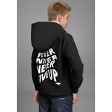 KangaROOS Kapuzensweatshirt Spruch: NEVER GIVE UP schwarz 128/134