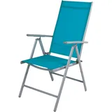 Mojawo 2er Set Garten Klappstuhl Aluminium - Textilen Silbergrau/Petrol