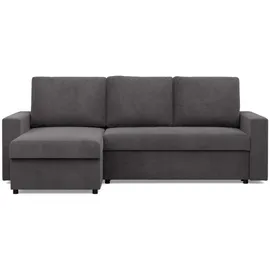 mebligo Ecksofa mit Schlaffunktion, Cord - Dunkelgrau - Grau