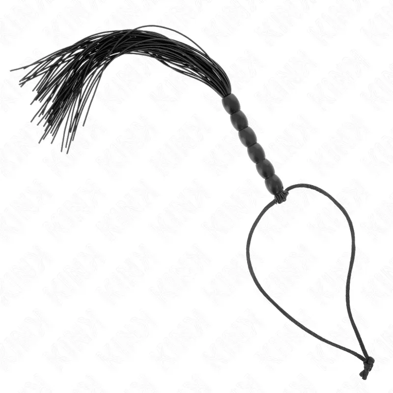 KINK  Mini-Silikonpeitsche mit 6 schwarzen Perlen 26 cm