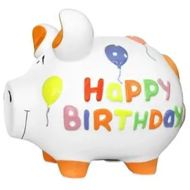 KCG Spardose Happy Birthday 17 x 15 cm Keramik Weiß