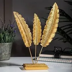 Bamyum 3er-Set Feder Skulptur Modern Deko Aesthetic Gold Feder Figuren