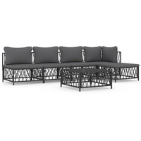 vidaXL 6-tlg. Garten-Lounge-Set mit Kissen Anthrazit Stahl