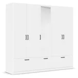Rauch Möbel BARI Drehtürenschrank 5-türig, Kleiderschrank Weiß, 3 Schubladen, mit Spiegel, 226x210x54cm