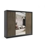 altdecor Schiebetürenschrank 250 x 215 x 61 cm Schwarz/Eiche Wotan