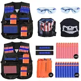 EXTSUD 2er Taktische Weste Jacke Set Kinder Taktische Jacke Set für Nerf Guns N-Strike Elite,Kids Tactical Vest für Nerf Zubehör Set