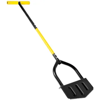 Eyoulife Kantenstecher Rasen 106 cm mit Weich T Griff, Halbmond Rasenkantenschneider V Förmiges Vorderende Gezackte Kante Breite Basis, Rasenkantenstecher mit Stiel Edelstahl für Gehwege Gärten