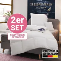 SPESSARTTRAUM Gänsedaunenbettdecke + Kopfkissen "Premium******", weiß, B/L: 135cm x 200cm Anzahl Teile 1, B/L: 80cm x 80cm Anzahl Teile 1, Bezug: Baumwolle Füllung: Gänsedaune/-feder, extrawarm, Bettdecken Bezug: 100% Baumwolle. Kopfkissen Bezug: 100% Baumwolle.