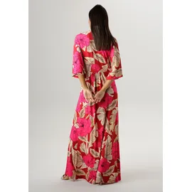 Aniston SELECTED Sommerkleid Blüten/Blätterdruck Rot/Beige/Pink 42