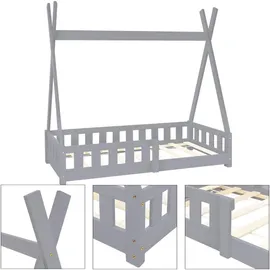 ML-Design Hausbett Tipi 70 x 140 cm Kiefer grau