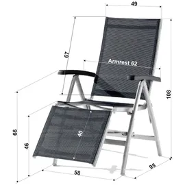 Sieger Bodega Relaxsessel 62 x 95 x 109 cm graphit/grau klappbar