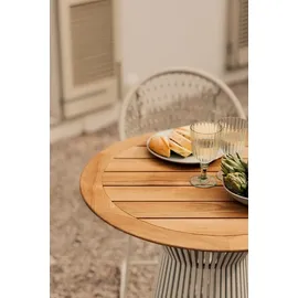 Niehoff Stehtisch Ø80 cm Aluminium Ivory/Tischplatte Teak natur
