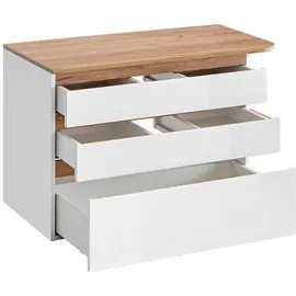 vente-unique Waschbeckenunterschrank Anida naturfarben hell, weiß 94 cm,