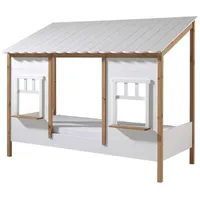 Vipack Hausbett Babs 90x200 cm, Kiefer, Weiß Echtholz