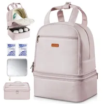 Vevor Milchpumpen-Rucksack, 270x240x340 mm, mit Kühlakku, passend für S1/S2, Pumpzubehör & Muttermilchaufbewahrung, Wickel Rucksack für Arbeit, Reisen & Familiengebrauch, Hellrosa