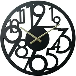 Rebecca Mobili Wanduhr im modernen Stil aus schwarz geschnitztem Metall, Ø 50 cm