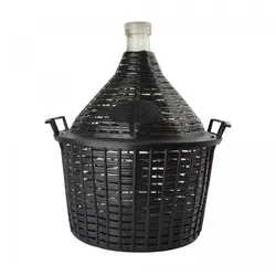 Glasflasche, Glasballon 15L normale Öffnung mit Korb + Kunststoffstopfen