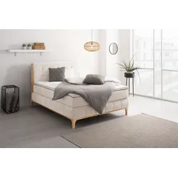 Boxspringbett OTTO PRODUCTS "Jelle", beige (natur), B:161cm L:216cm, Komplettbetten, Boxspringbett, zertifizierte, recycelte Bezugsstoffe, verschiedene Ausführungen
