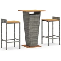 vidaXL Gartenbar-Set 3-tlg. Grau