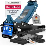 Tarpofix Wagenheber 3T hydraulisch – Rangierwagenheber flach für Auto & SUV, Hubhöhe 85 - 475 mm, inkl. Gummiauflage & Handschuhe
