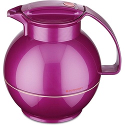 ROTPUNKT Isolierkanne 1,0 Liter I Glaseinsatz I hochwertig I Kugelkanne I große Öffnung, 1 l, (360) Kaffeekanne I Teekanne, shiny grape), Glaskolben aus doppelwandigem Rosalin-Glas rosa
