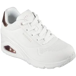 Sneaker SKECHERS "UNO WEDGE-HI STEPS", Damen, Gr. 38, weiß, Lederimitat, casual, Schuhe Sneaker, Keilsneaker, Schnürschuh mit Air-Cooled Memory Foam