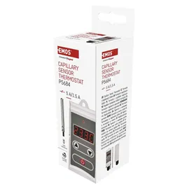 EMOS P5684 Anlegethermostat mit Fernfühler einstellbarer Schaltempfindlichkeit digitalem Display 5 bis 90 °C 45 x 45 x 130 mm