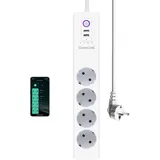 UseeLink Smart WLAN Steckdosenleiste, WiFi Intelligente Steckdose mit 4 AC-Ausgänge und 2 USB-Anschlüsse, kompatibel mit Alexa, Google Assistant, Fernsteuerung Sprachsteuerung, 16A, 1.5M