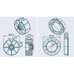 Becker Adapterset O-D100 für Hinderniserkennung, Sonnenschutz #49302002780, #49313003360, #49303006280 (Mitnehmer: Mitnehmer / Ring: Ring)