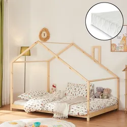 Hausbett Siuntio mit Matratze 120x200cm Natur
