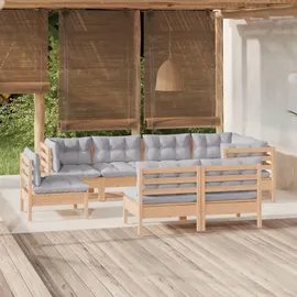 vidaXL Garten-Lounge-Set 8-tlg. grau Kiefer