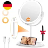 Auxmir Kosmetikspiegel Mit Beleuchtung, 30X Doppelseitig Vergrößerungsspiegel Mi