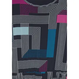 Cecil Midikleid CECIL, Damen, Gr. XXL (46), US-Größen, blau (deep petrol), Stoff, 95% Polyester, 5% Elasthan, bedruckt, gerade wadenlang, Rundhals, Bündchen, Kleider Midikleid, soft und trageangenehm