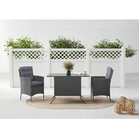 Konifera Garten-Essgruppe »Korfu«, grau Dunkelgrau, Polyrattan, Stahl, Sitzmöbel-Sets, Polyrattan/Stahl, dunkelgrau,