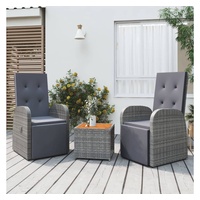 furnicato Garten-Essgruppe 3-tlg. Garten-Lounge-Set Grau Poly Rattan & Massivholz Akazie grau