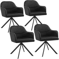 Tectake Drehstuhl Lona Samt schwarz 4er Set