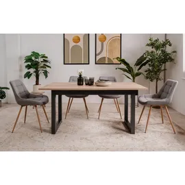 furn.design Malta 160 x 75 x 90 cm Eiche Sonoma schwarz