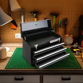 Arebos Werkzeugkasten mit 3 Schubfächern, Schwarz, 8,2 kg & Schwarz