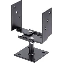U-Pfostenträger ALBERTS, schwarz, B:10cm, Stahl, Bodenanker, breitenverstellbar, Breite 71-131 mm